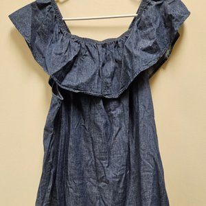 Faded Glory Off The Shoulder Dress Knee Length Denim